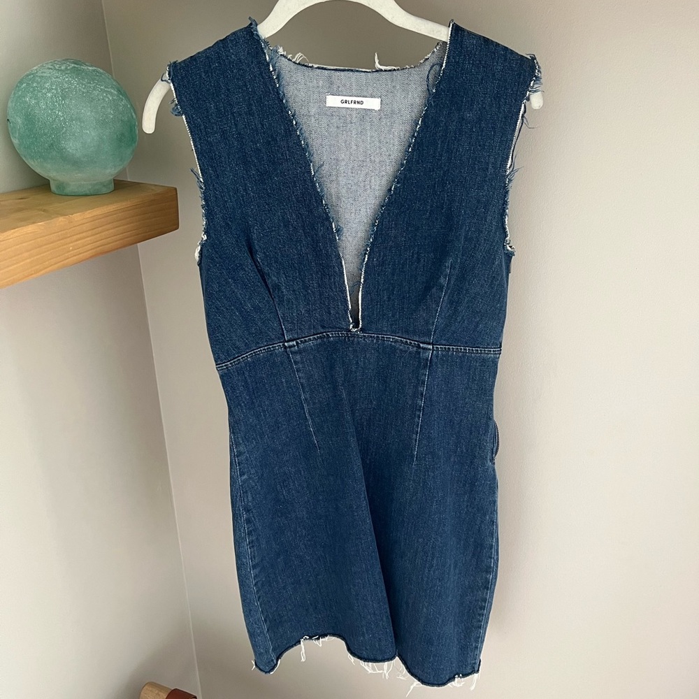 GFLFRND Estelle Deep V Denim Mini Dress